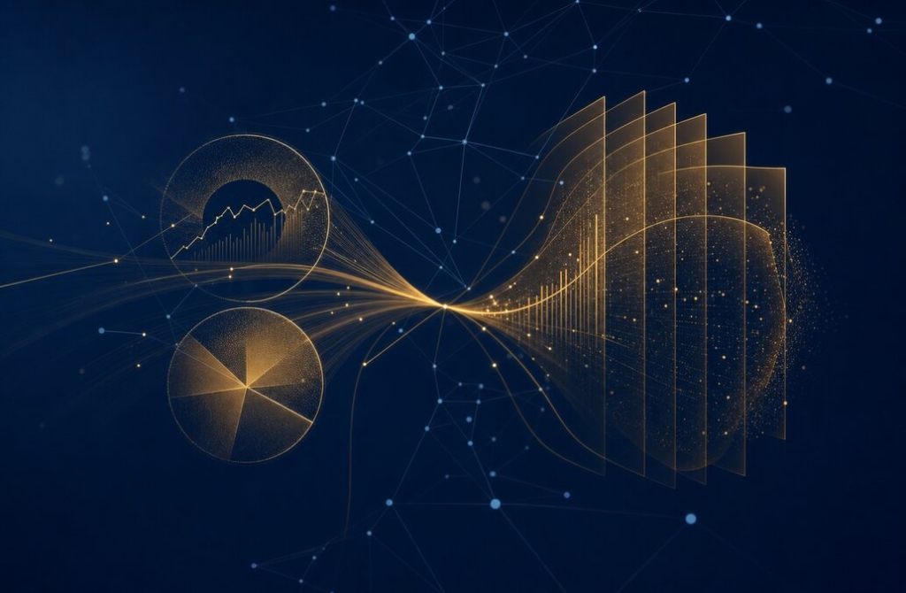AI Distribution Reporting for ETFs & Mutual Funds — editorial illustration